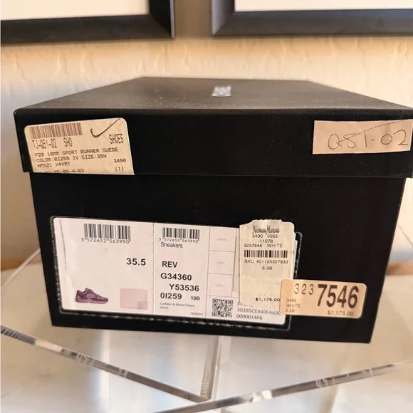 CHANEL Grained Calfskin Fabric Womens Logo Sneakers 39 White Red - Picture 13 of 15